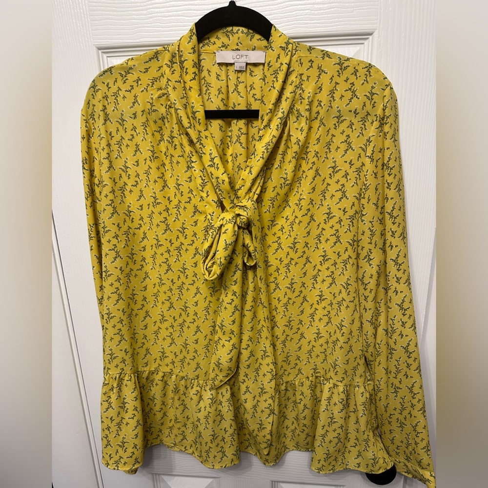 LOFT Mustard Floral Top